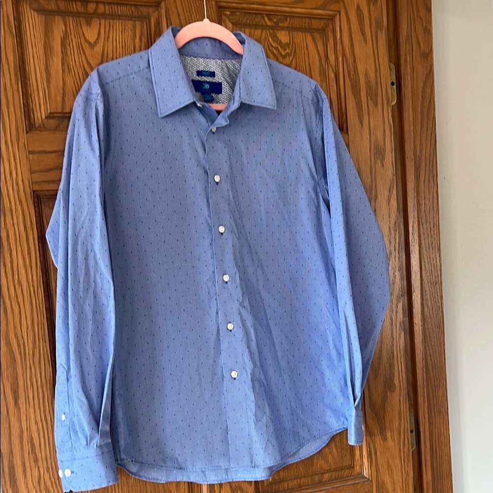 Egara Men’s Large Blue Casual Button Down Shirt Cotton Blend